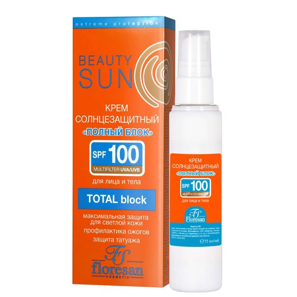 Фотография товара Крем солнцезащитный водостойкий полный блок SPF100 Beauty Sun Ф285 Floresan/Флоресан фл. 75мл