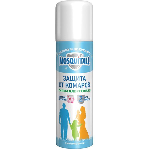 Фотография товара Аэрозоль от комаров гипоаллергенная защита Mosquitall/Москитол фл. 150мл