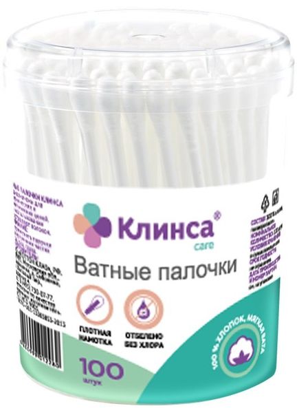 Фотография товара Палочки КЛИНСА ватные 100 шт.