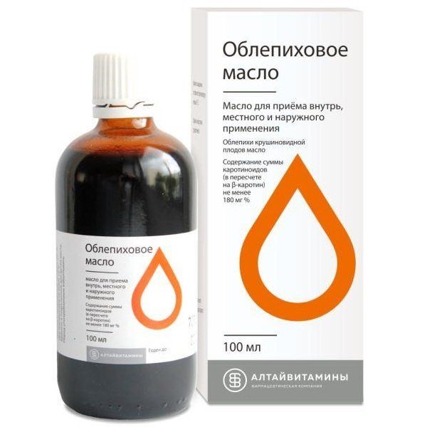 Фотография товара Облепиховое масло для приема внутрь, местого и наружного применения 50мл