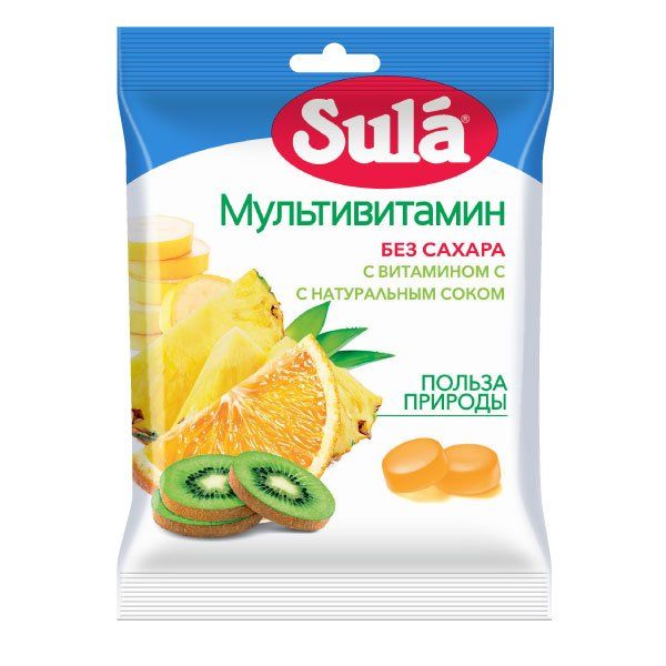 Фотография товара Леденцы фруктовые с витамином С гранат без сахара Sula/Сула 60г