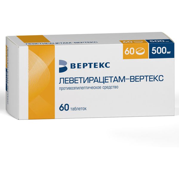 Фотография товара Леветирацетам-Вертекс таблетки п/о плен. 500мг 60шт
