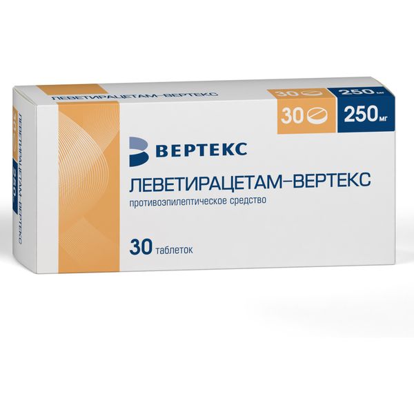 Фотография товара Леветирацетам-Вертекс таблетки п/о плен. 250мг 30шт