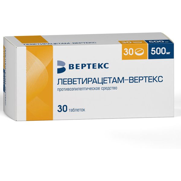 Фотография товара Леветирацетам-Вертекс таблетки п/о плен. 500мг 30шт