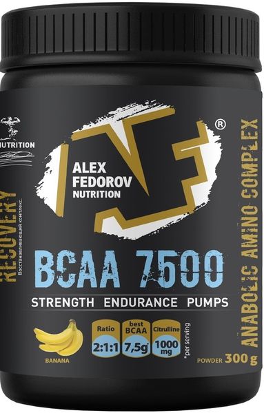 Фотография товара Аминокислоты БЦАА/BCAA 7500 вкус банана Алекс Федоров Нутришн порошок 300г