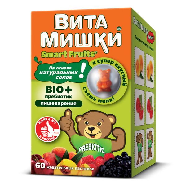 Фотография товара ВитаМишки Smart Fruits Bio+ пребиотик пастилки жевательные 30шт