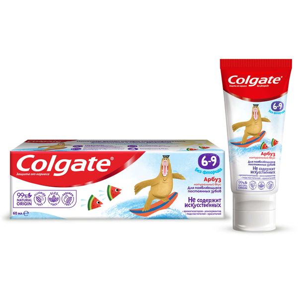 Фотография товара Паста зубная детская от 6 до 9 лет с фторидом Colgate/Колгейт клубника-мята туба 60мл