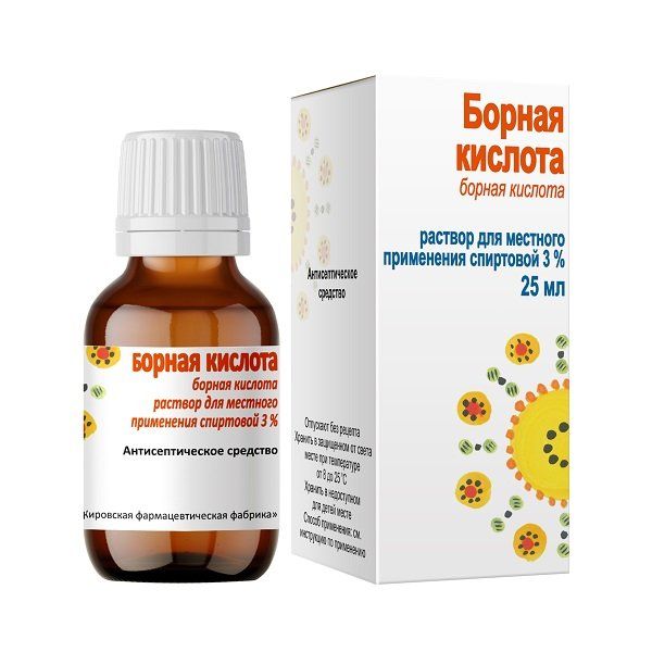 Фотография товара Борная кислота р-р д/нар. прим. спиртовой 3% фл. 25мл №1