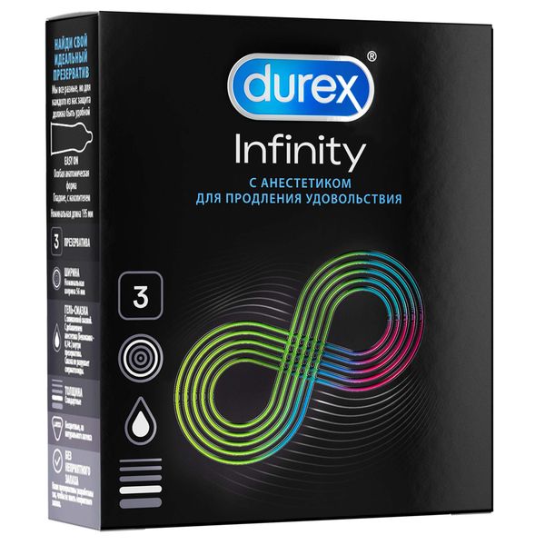Фотография товара Презервативы гладкие с анестетиком Infinity Durex/Дюрекс 3шт