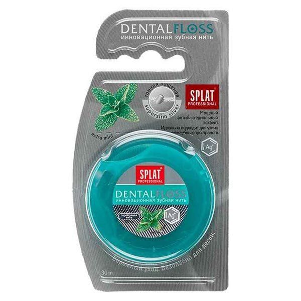 Фотография товара Нить Splat (Сплат) зубная ультратонкая Professional DentalFloss с волокнами серебра и мятой 30 м.