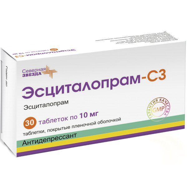 Фотография товара Эсциталопрам-СЗ таблетки п/о плен. 10мг 30шт