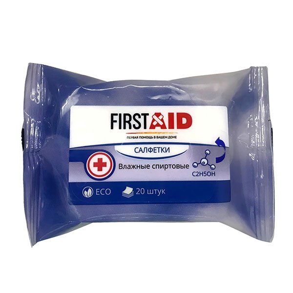 Фотография товара Салфетки влажные антисептические спиртовые First Aid/Ферстэйд 20шт