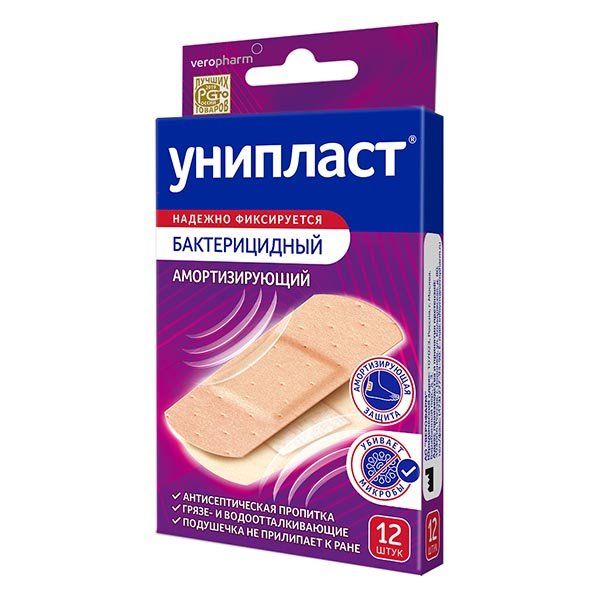 Фотография товара Пластырь бактерицидный амортизирующий Унипласт 12шт