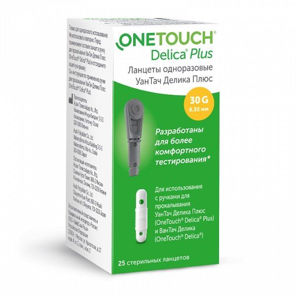 Фотография товара Ланцеты одноразовые Delica Plus OneTouch/УанТач 25шт