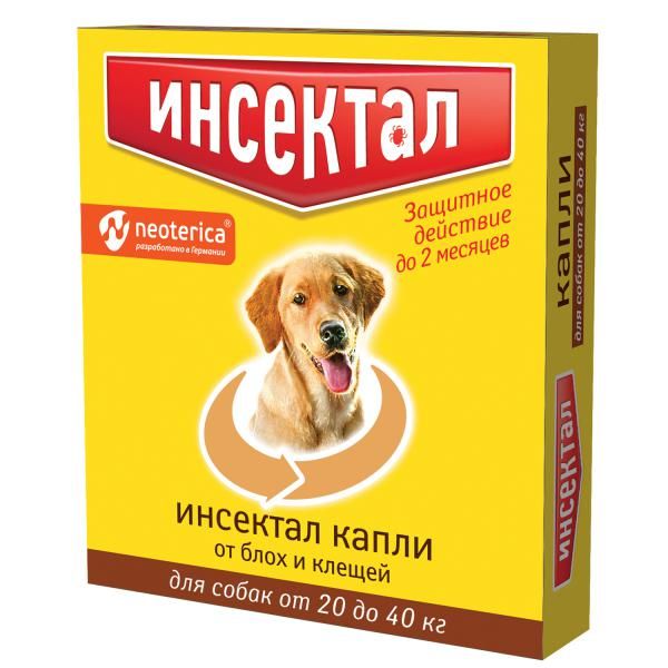 Фотография товара Инсектал капли для кошек и собак весом от 4 до 10кг от блок и клещей тюбик-пипетка 0,8мл 6шт