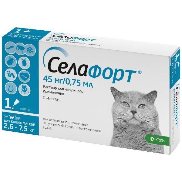 Фотография товара Селафорт капли на холку для собак весом от 5,1 до 10кг 0,5мл