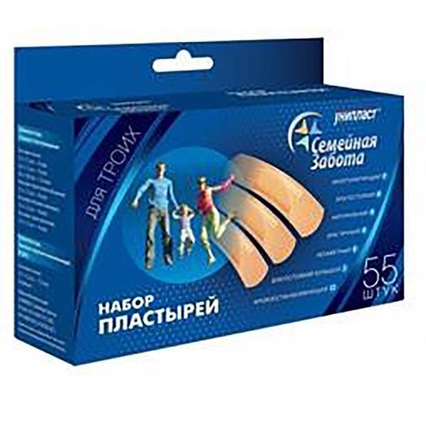 Фотография товара Набор пластырей Семейная забота универсал Унипласт 55 шт.