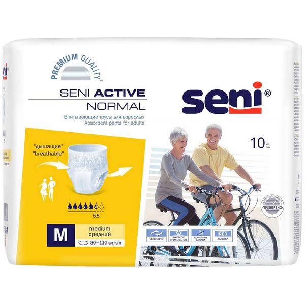 Фотография товара Подгузники-трусики для взрослых Active Seni/Сени 75-110см 1400мл 10шт р.M (2)