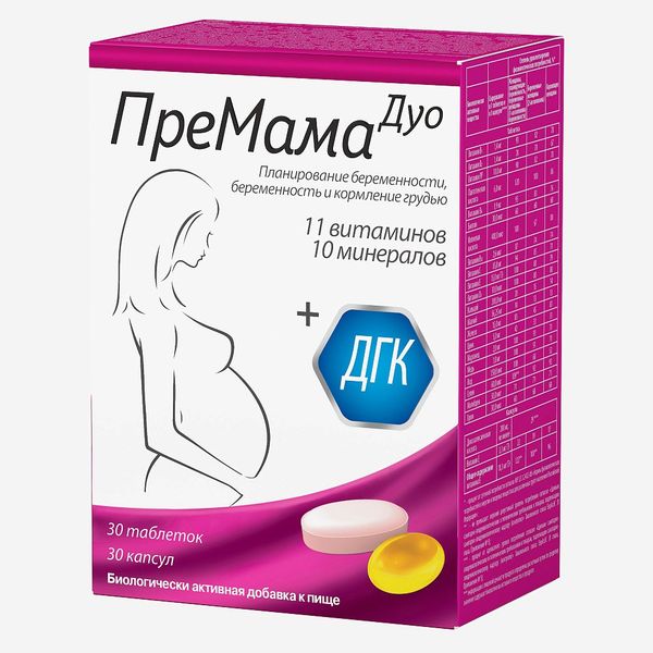 Фотография товара ПреМама Дуо таблетки п/о 1260мг 30шт+капсулы 660мг 30шт