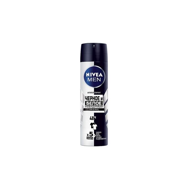 Фотография товара Антиперспирант спрей невидимый черное и белое For men Original Nivea/Нивея 150мл (82241)