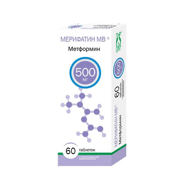 Фотография товара Мерифатин МВ таблетки с пролонг. высвоб. 750мг 60шт