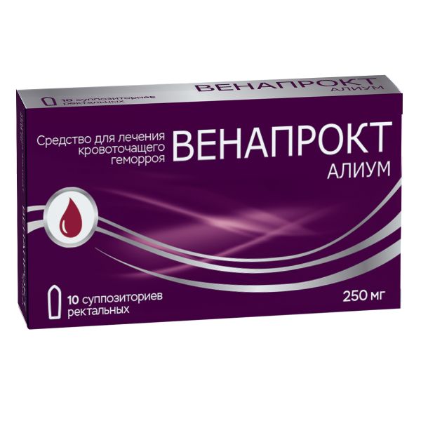 Фотография товара Венапрокт Алиум суппозитории ректальные 250мг 10шт