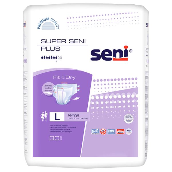 Фотография товара Подгузники Super Seni Plus (Супер Сени Плюс) medium р.2 75-110 см. 2400 мл 30 шт.