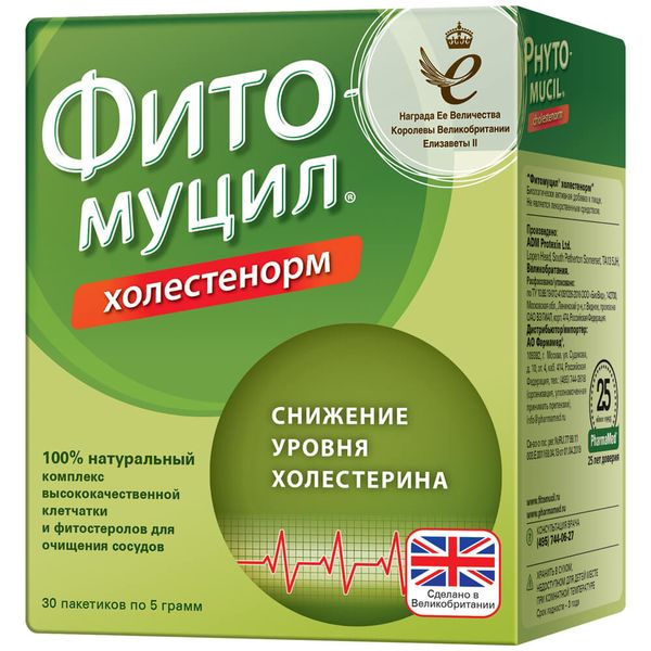 Фотография товара Фитомуцил Холестенорм порошок для приг. раствора для приема вн. пак. 5г 30шт