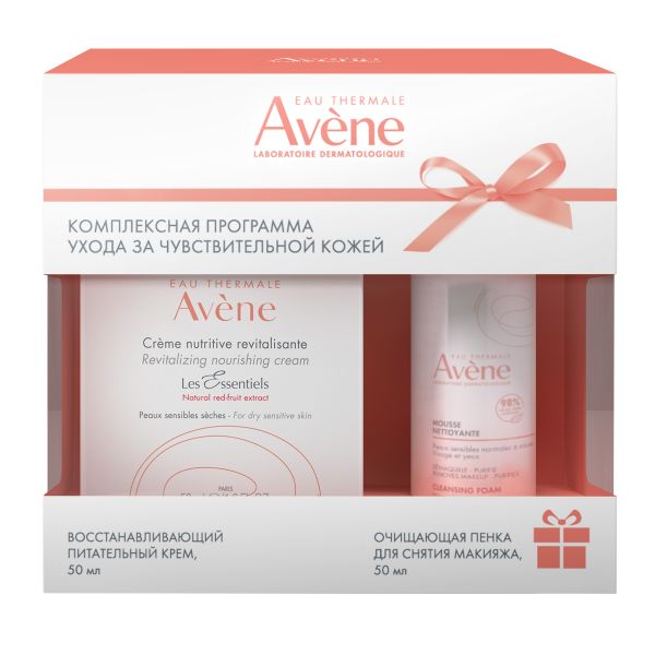 Фотография товара Набор Avene/Авен: Крем питательный восстанавливающий банка 50мл+Пенка для снятия макияжа фл. 50мл