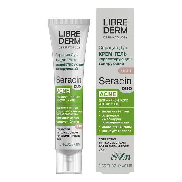 Фотография товара Крем-гель для проблемной кожи корректирующий Seracin Duo Librederm/Либридерм туба 40мл тон Светло-бежевый