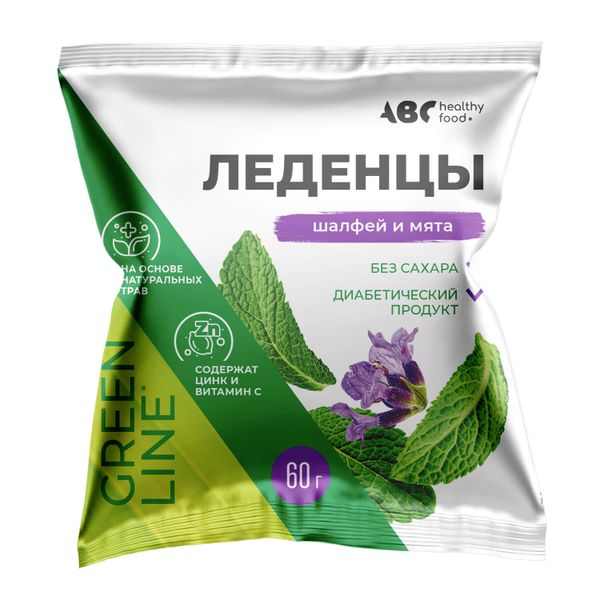 Фотография товара Карамель леденцовая с цинком и витамином С вкус эвкалипта и перечной мяты без сахара ABC Healthy Food 60г