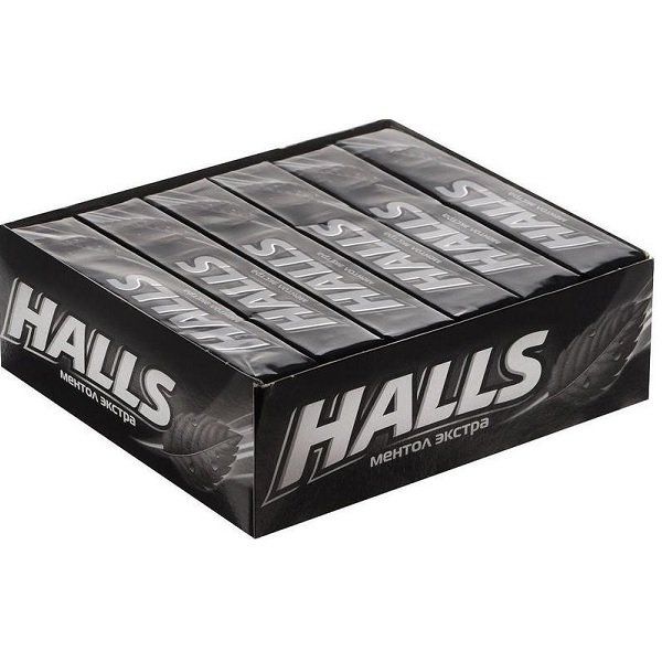 Фотография товара Леденцы вкус ментола и эвкалипта Extra Halls/Холлс 25г 12уп