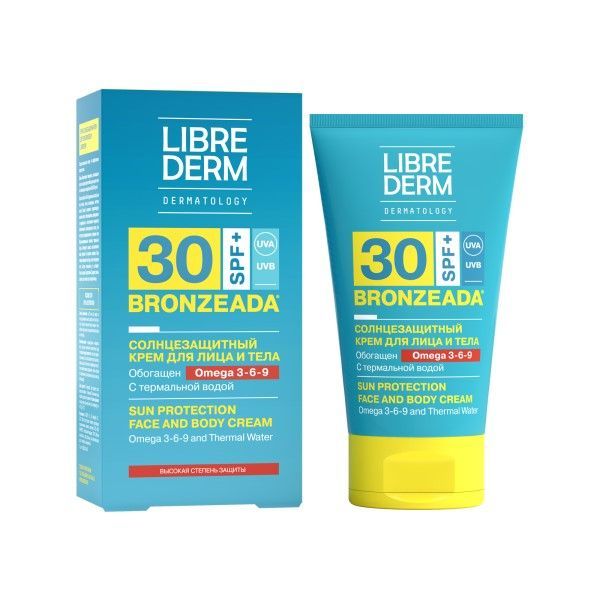 Фотография товара Крем солнцезащитный с омега 3-6-9 и термальной водой SPF30 Bronzeada Librederm/Либридерм туба 150мл