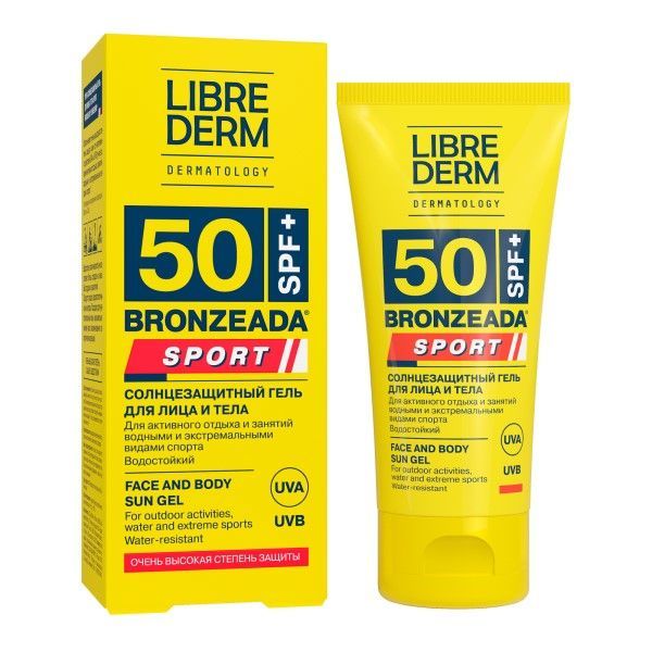 Фотография товара Гель cолнцезащитный для лица и тела SPF50 Sport Bronzeada Librederm/Либридерм туба 50мл
