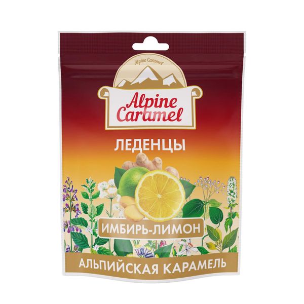 Фотография товара Альпийская карамель вкус имбиря и лимона Alpine Caramel леденцы пак. 75г