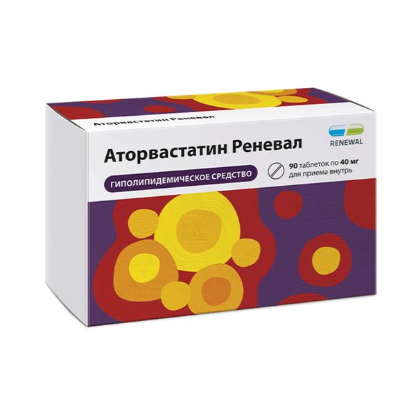 Фотография товара Аторвастатин Реневал таблетки п/о плен. 40мг 90шт