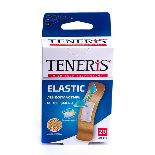 Фотография товара Лейкопластырь бактерицидный на тканевой основе Elastic Teneris/Тенерис 76х19мм 20шт