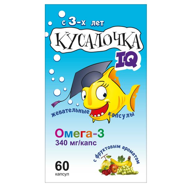 Фотография товара Кусалочка IQ омега-3 RealCaps капсулы жевательные 750мг 60шт