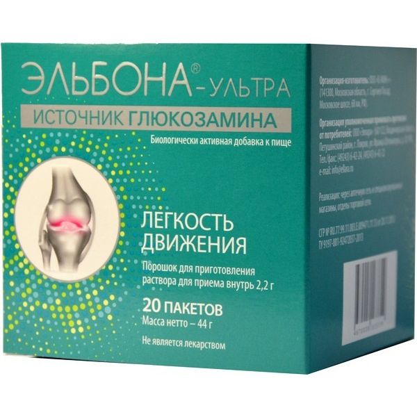 Фотография товара Эльбона-Ультра порошок для приг. раствора для приема внутрь пакет-саше 2,2г 20шт