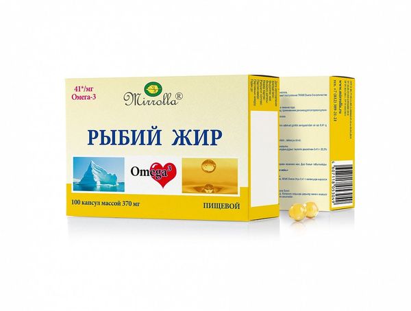 Фотография товара Рыбий жир пищевой Mirrolla/Мирролла капсулы 370мг 100шт