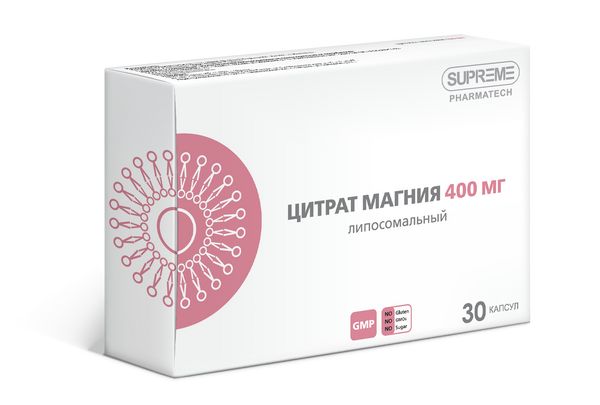 Фотография товара Магния цитрат липосомальный Supreme Pharmatech капсулы 548мг 30шт