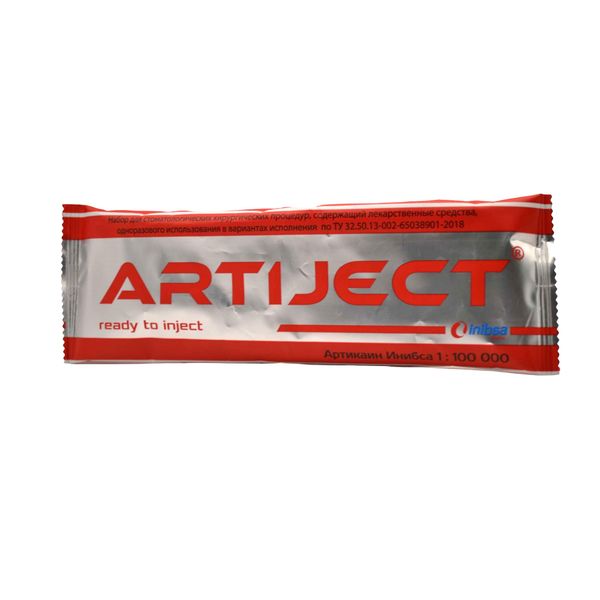 Фотография товара Набор стоматологический ARTIJECT: Артикаин Инибса раствор для инъекций картридж 40мг+0,005мг/мл 1,8мл+Игла 27G 35мм+Инъектор