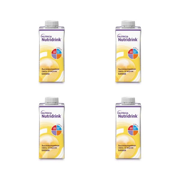 Фотография товара 4Х Смесь жидкая высококалорийная банан Nutridrink/Нутридринк 200мл