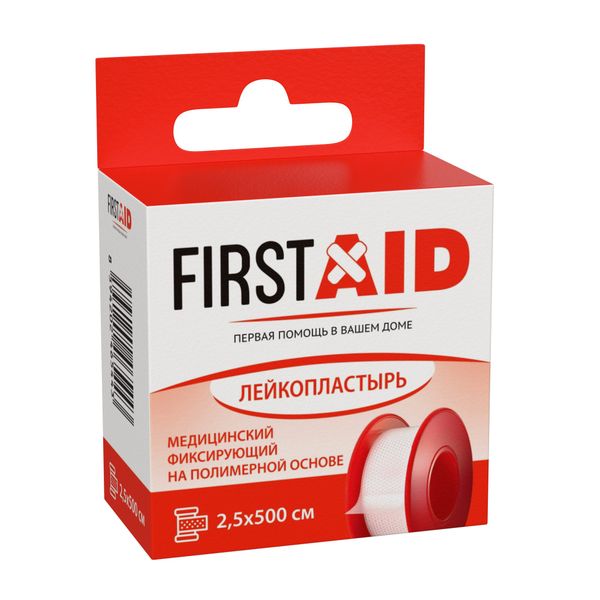 Фотография товара Пластырь фиксирующий на полимерной основе First Aid/Ферстэйд 5х500см