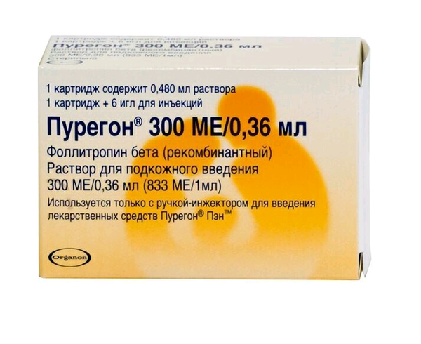 Фотография товара Пурегон раствор для п/к введ. картридж 300МЕ/0,36мл+Иглы 6шт