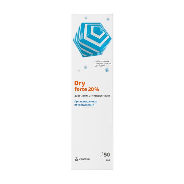 Фотография товара Ролик при повышенной потливости 20 %, Витатека Драй Форте/Vitateka Dry Forte 50 мл
