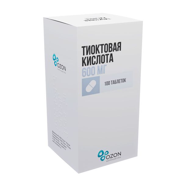 Фотография товара Тиоктовая кислота таблетки п/о плен. 600мг 100шт