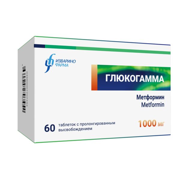 Фотография товара Глюкогамма таблетки с пролонгированным высвобождением 1000мг 60шт