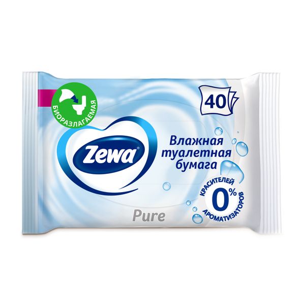Фотография товара Бумага туалетная влажная Pure Zewa/Зева 40шт