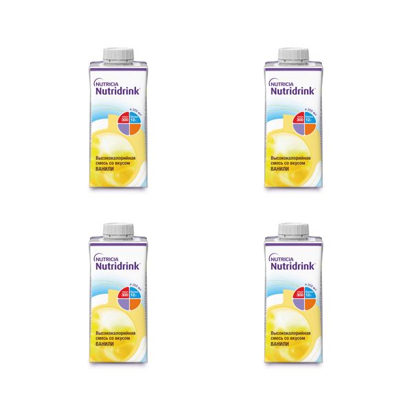Фотография товара 4Х Смесь жидкая высококалорийная ваниль Nutridrink/Нутридринк 200мл